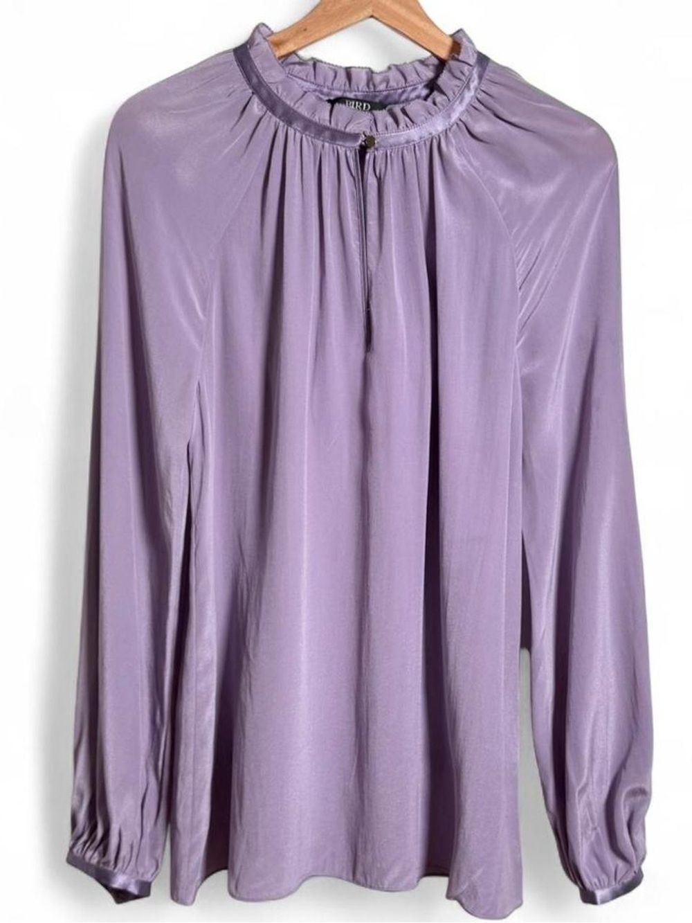 Lightweight Flowy 100% Silk Blouse Size Large Lilac Luxury Long Sleeve